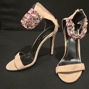 Revamped Blush Pink Heels with Ruffled Ankle Strap 4.5 Inch Heel